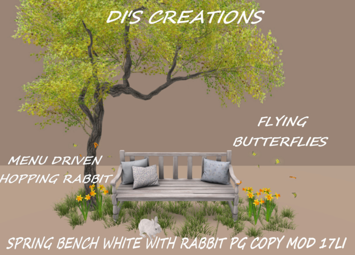 SPRING BENCH WHITE WITH RABBIT
