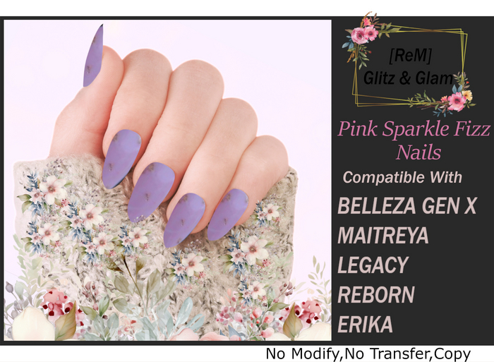 [ReM]Pink Sparkle Fizz Nails 