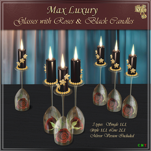 Max Luxury - Glasses with Roses & Black Candles