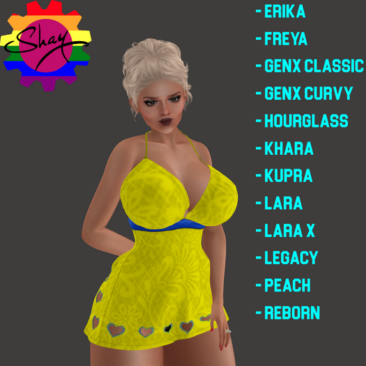 Hearts Dress Yellow-Blue Trim