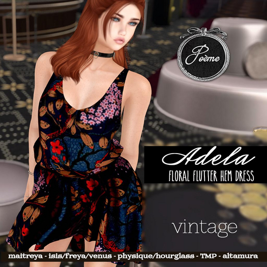 {Poeme} Adela Floral Flutter Hem Dress (Vintage)