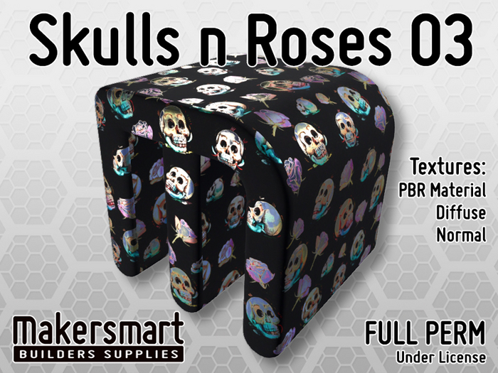 PBR Texture: Fabric Skulls n Roses 03
