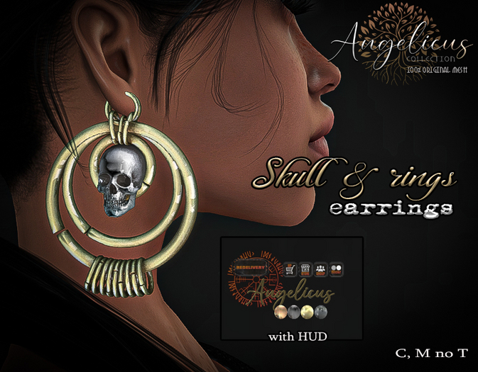 .AngelicUs.  Skull and Rings earrings