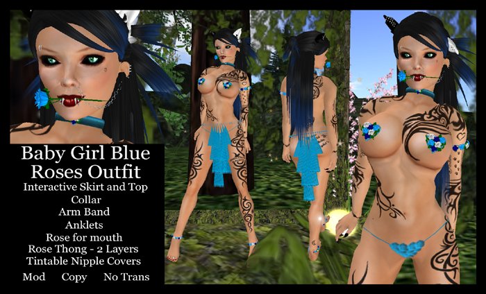 Baby Girl Blue Roses Outfit