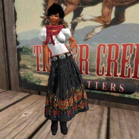[Timber Creek] Black Southwest Women's Skirt & Blouse Set with Concho Belt