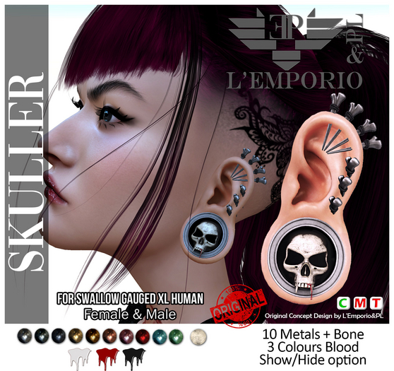 L'Emporio&PL::*Skuller*::for Swallow XL Gauged Human Ears