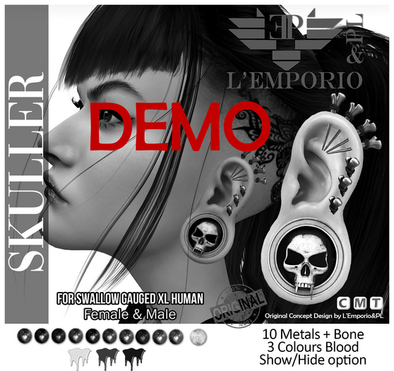D*E*M*OL'Emporio&PL::*Skuller*::for Swallow XL Gauged Human Ear