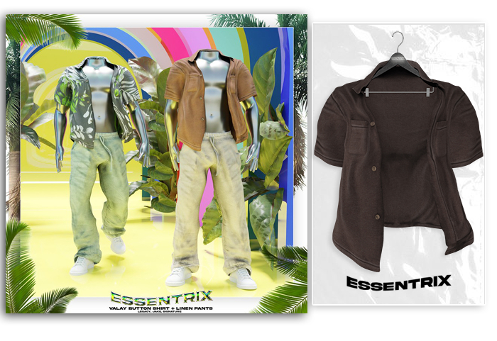 -ESSENTRIX-. Valay Button Top (Brown)