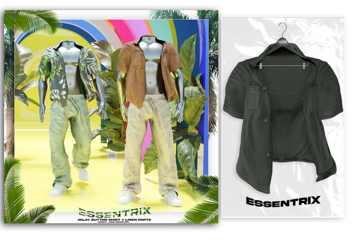-ESSENTRIX-. Valay Button Top (Green)