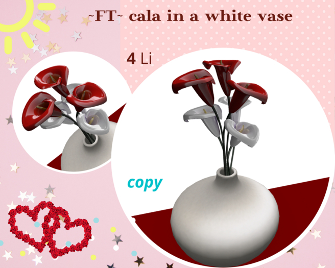 ~FT~ calla (red and white) in a white vase