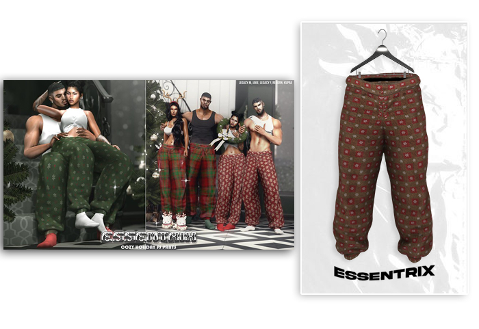 -ESSENTRIX-. Cozy Holiday PJ Pants (Checker Snow)