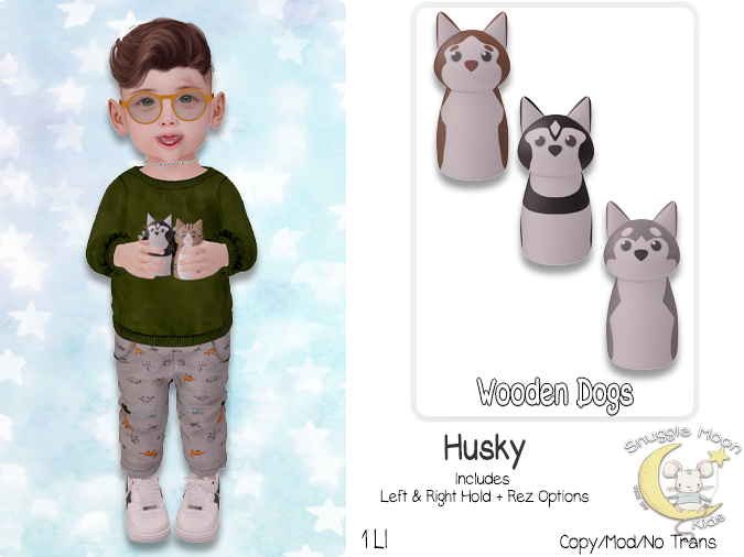 {SMK} Wooden Dogs - Husky