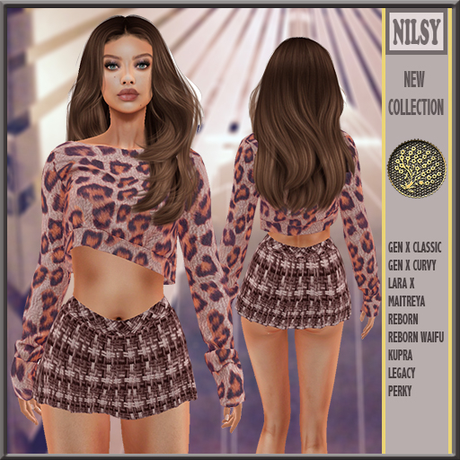 SKIN PRINT SWEATER&SKIRT