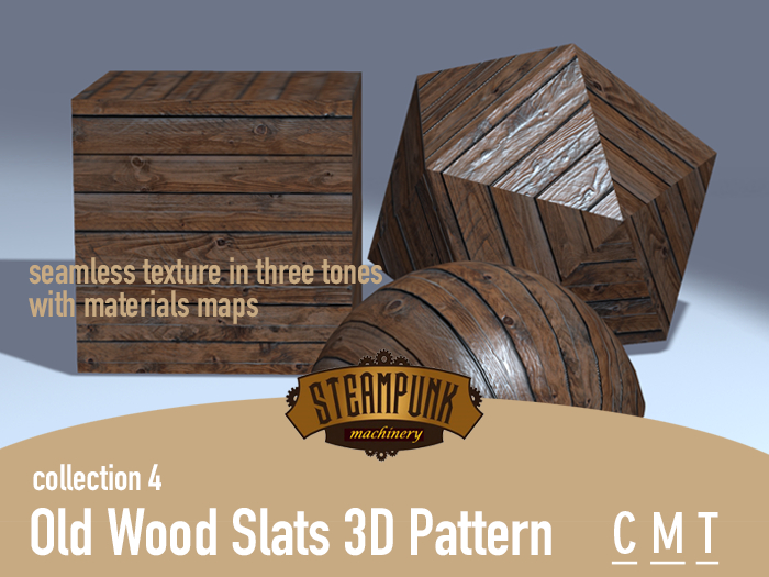 Steampunk Machinery - Old Wood Slats 3D Pattern (coll 4) Full Perm