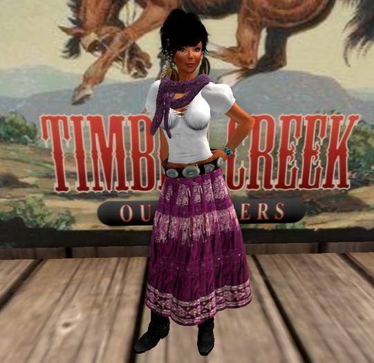 [Timber Creek] Plum Southwest Women's Skirt & Blouse Set with Concho Belt