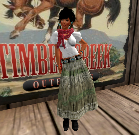 [Timber Creek] Sage Southwest Women's Skirt & Blouse Set with Concho Belt