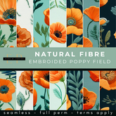 Made by Porter - Natural Fiber Embroided Orange Poppy on Linen