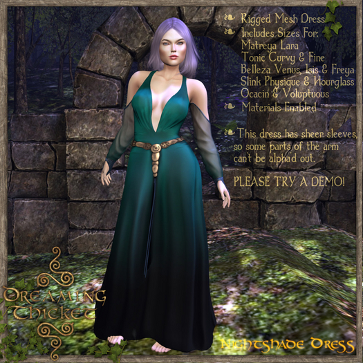 Dreaming Thicket - Nightshade Gown - Jadeleaf