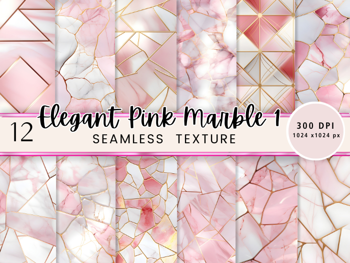 Seacloud. 12 Elegant Marble Pink Pack 1 Textures Seamless