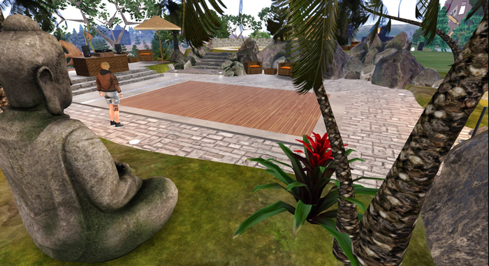 Swimming pool with tropical setting