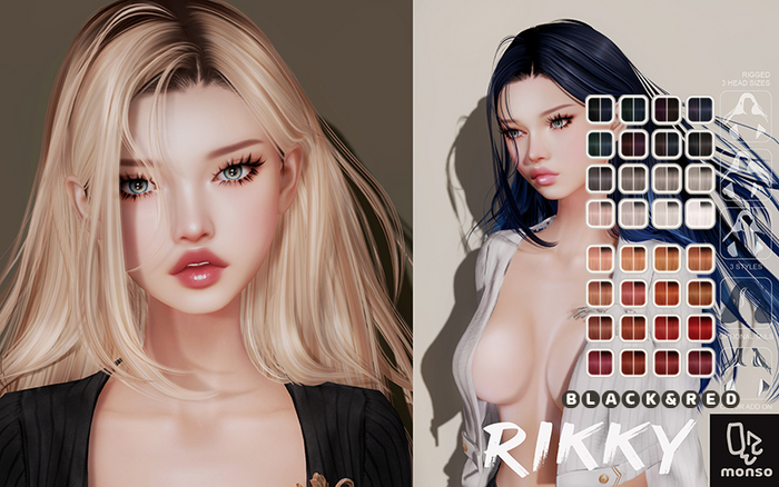 [monso] Rikki Hair /Black & Red