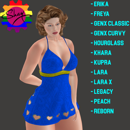 Hearts Dress Blue-Yellow Trim
