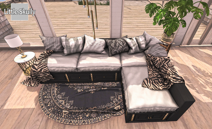 [LS] WHITE / BLACK / WOOD CORNER COUCH FURNITURE MYSTORY PG