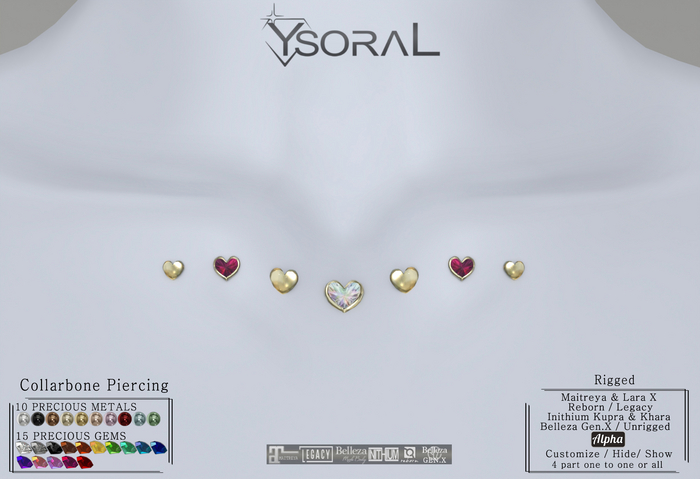 ~~ YsoraL ~~ .: Piercing Collarbone Heart:. (Riggged / Unrigged)