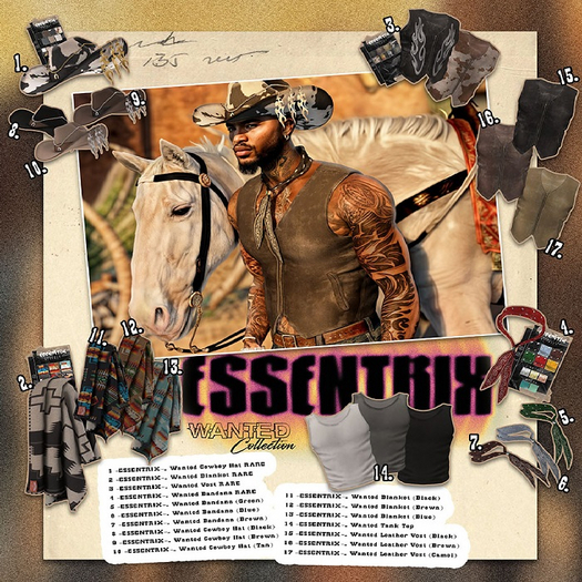 ESSENTRIX-. SET RARE Vest and Hat//Jake