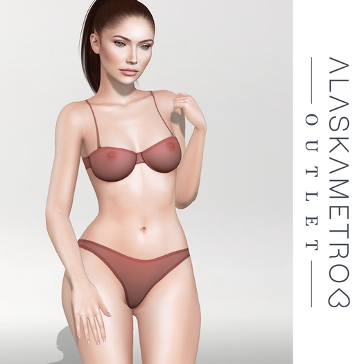 a<3 Outlet "Basix" SLUV bakes-on-mesh underwear - Alizarin Red sheer