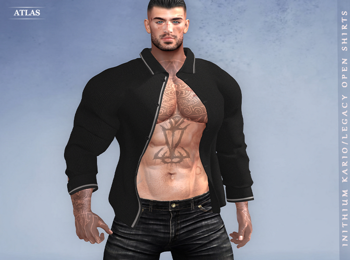 *A*17 INITHIUM KARIO LEGACY OPEN SHIRTS BLACK 7 