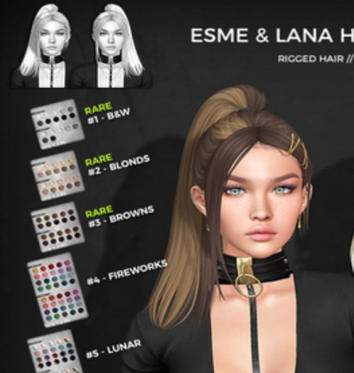 Wasabi // Esme Mesh Hair - #1 B&W RARE