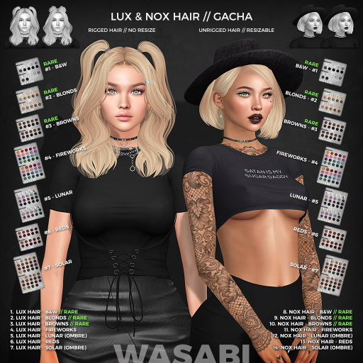 Wasabi // Nox Mesh Hair - #8 B&W RARE