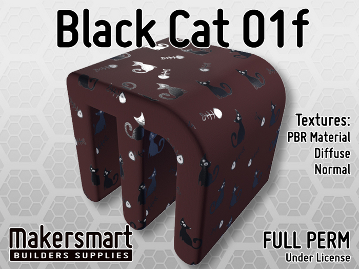 PBR Texture Fabric Black Cat 01f
