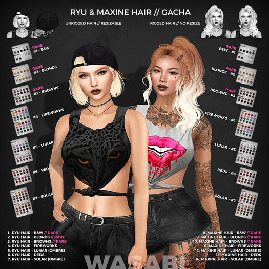 Wasabi // Ryu Mesh Hair - #1 B&W RARE