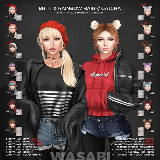 Wasabi // Rainbow Mesh Hair - Blonds RARE