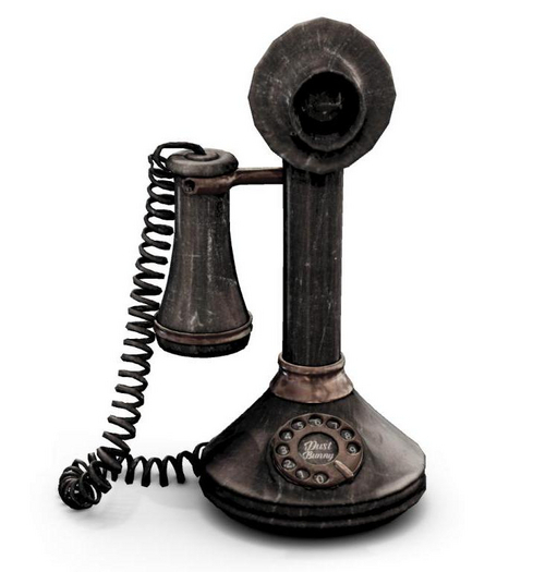 dust bunny . storybook living . black candlestick phone. boxed