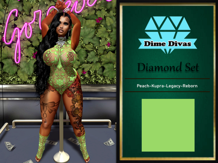 { Dime Divas } Diamond Set Green