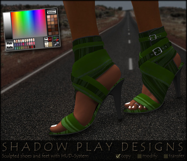 Shadow Play Designs - Sculpted shoes & feet GreenStripe (boxed)