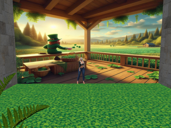 Mural Backdrop - Leprechaun In A Shamrock Field(Boxed)