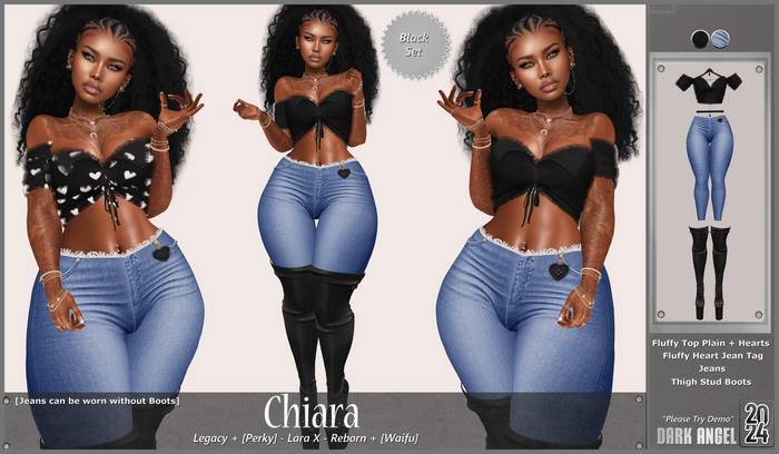 Dark Angel : Chiara Set - Black [Legacy/Perky - Lara X - Reborn/Waifu]