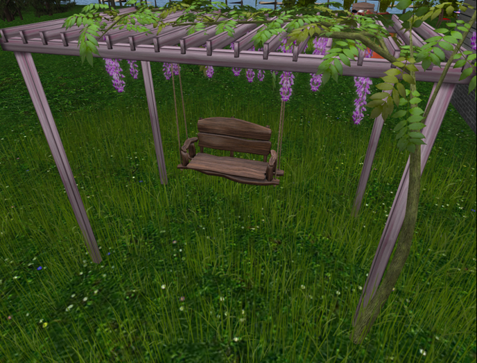 A swing and pergola