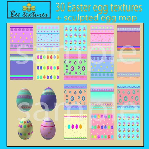 30  Seamless Easter egg textures + sculpted  egg map + easter basket - easter textures