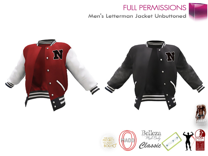MI961891 MADO Letterman Jacket Unbuttoned