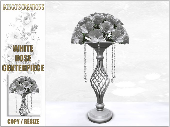 BMC5358 - (Bongo's creations) WHITE ROSE CENTERPIECE