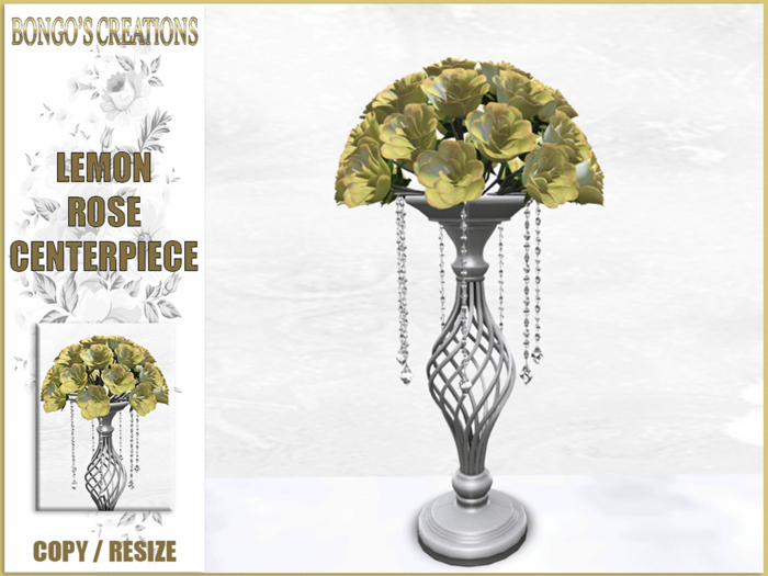 BMC5359 - (Bongo's creations)  LEMON ROSE CENTERPIECE