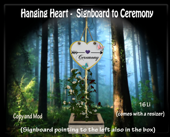 S55 Hanging Heart Signboard to Ceremony