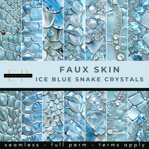 Made by Porter - Faux Skin Ice Blue Snake with Embellished Crystals
