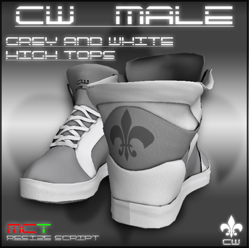 .:CW MALE:. Grey & White High Tops