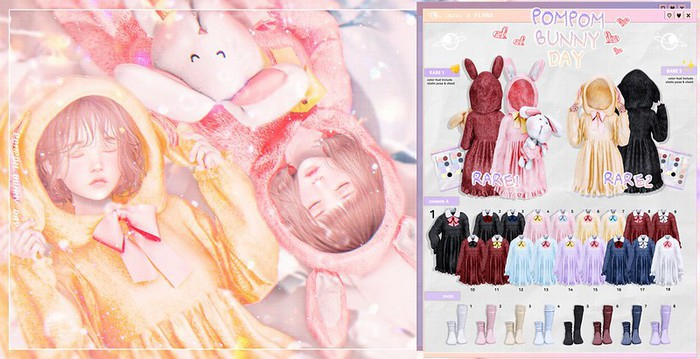 :uzu: pompom bunny day gacha - RARE 2 / COMMON A  17 / Socks 5 